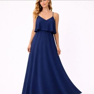BCBG Max Azria Navy Blue Flowy A-Line Maxi Dress XS